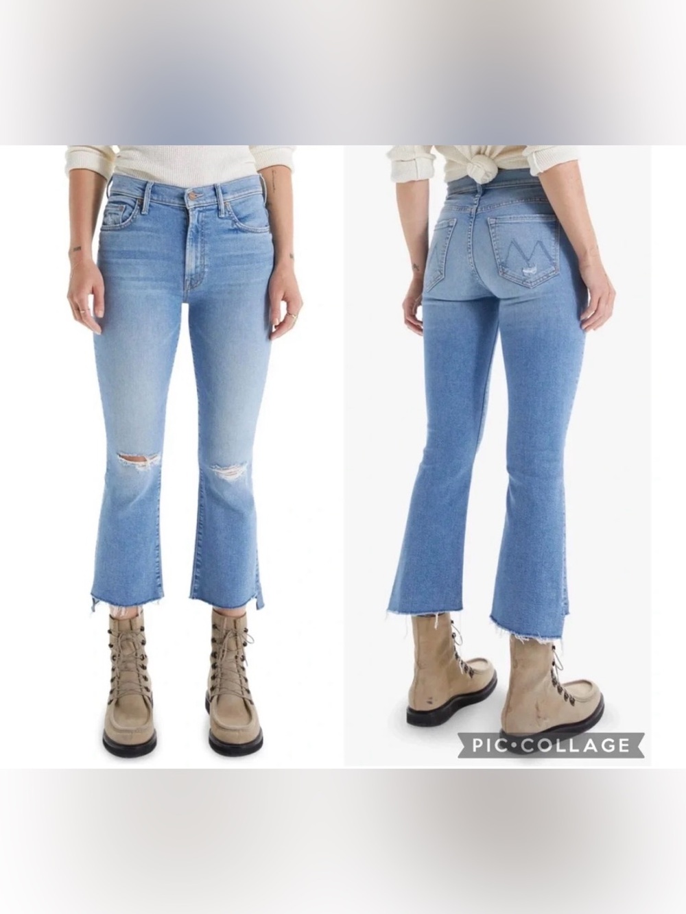 MOTHER Light Blue The Insider Crop step fray thrilling shots distressed